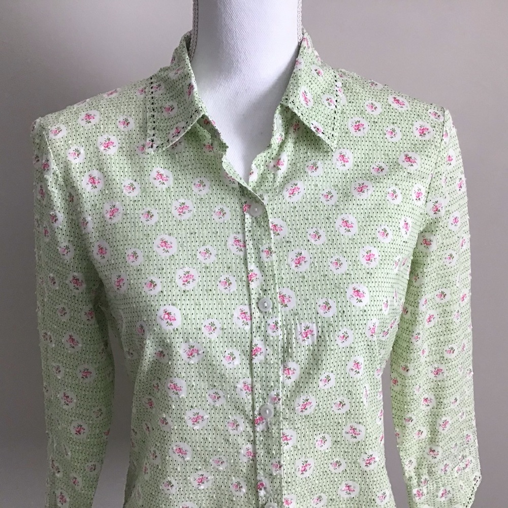 Rare Early 2000s Vintage Floral Blouse ASO Rory Gilmore in Gilmore Girls - Picture 6 of 12